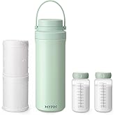 MYPIN 22oz Portable Breast Milk Cooler for Outdoor, 360° Cooling Tubes for 24 Hours with 2pcs Baby Bottles Reusable Storage Container, Larger Capacity Stainless Steel Travel Breastmilk Chiller