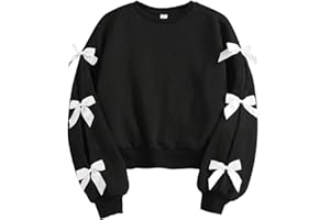 Ecolala Girls Sweatshirt Cute Bow Tie Long Sleeve Crewneck Pullover Top Casual Fall Winter