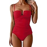 Aidonger Women's Tankini Push Up Wrap Front Swimsuit Two Piece Tummy Control Slimming Bathing Suit with High Waisted Bottom