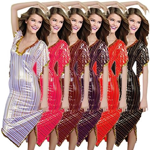 Oriental Belly Dance Handmade Abaya Sexy Beaded Saidi Costume Galabya Lingerie (Blue)