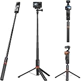 K&amp;F CONCEPT 66" 2-in-1 Invisible Selfie Stick Tripod for Insta360 X5/X6/X3 | Extension Pole Adjustable Handle Grip for Luna Ultra, X4,GoPro, DJI Osmo Pocket 3/4, Action 5 Pro/6/4/3, DJI Osmo 360 JF-105L