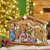 glitzhome 12.5" Lighted Christmas Nativity