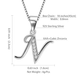 Aurora Tears Letter N Necklace Initial 925 Sterling