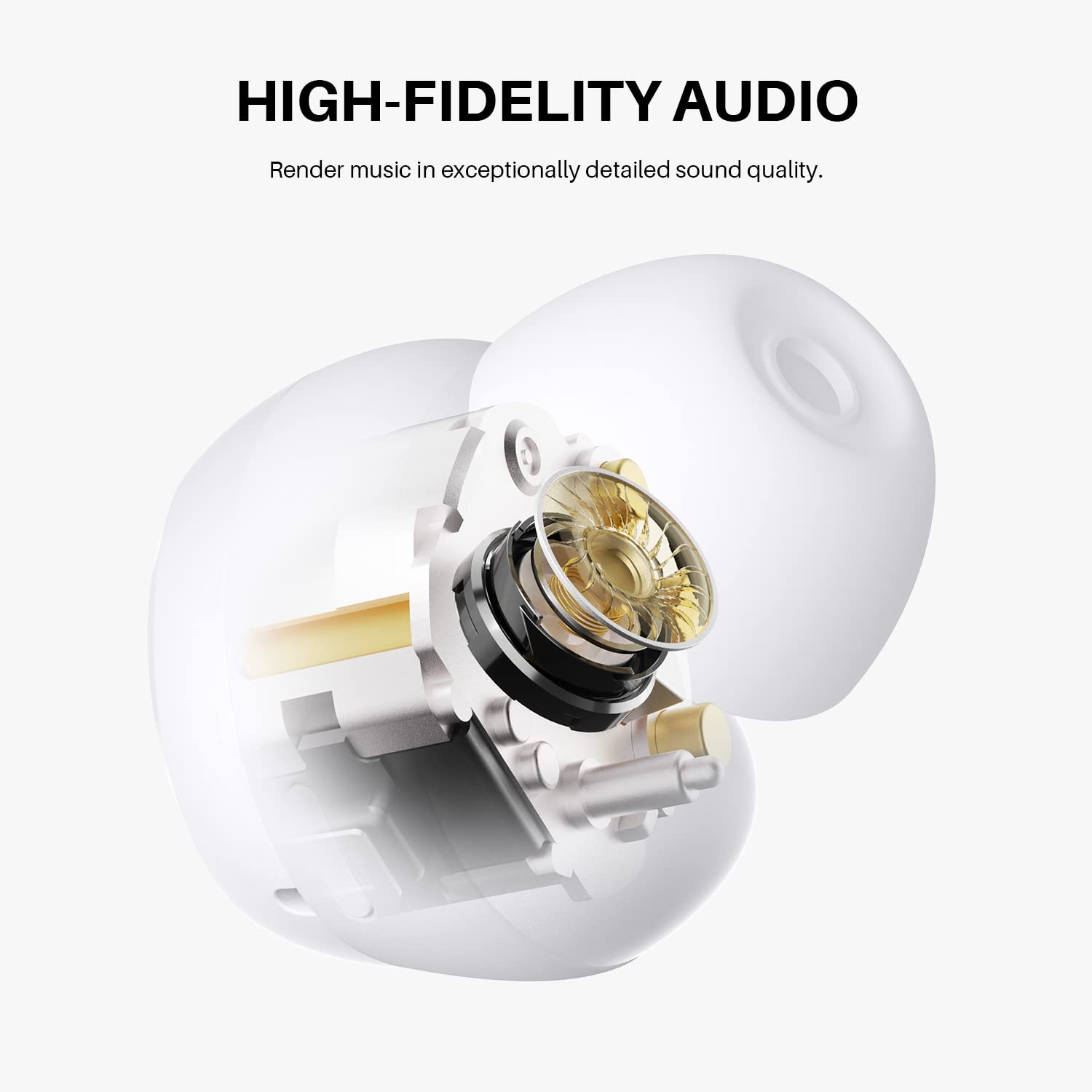 Tribit Wireless Earbuds, 110H Playtime Bluetooth 5.3 IPX8 Waterproof Call Noise Reduction Bluetooth Earbuds Headphones with Mic Earphone in-Ear Wireless Earphones, Flybuds 3 White