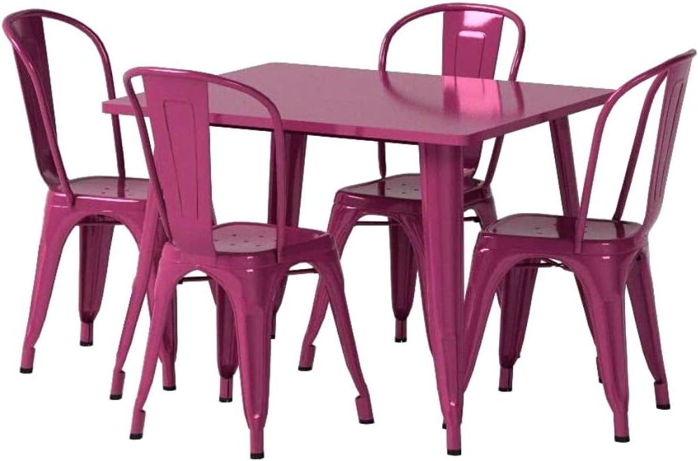 NAKSHOP Outdoor Patio Conversation Sets Patio Coffee Table Furniture Sets 5 Pieces Backyard Lawn Garden Modern Retro Set Simple Dining Breakfast Purple Stack Chairs Lightweight and eBook