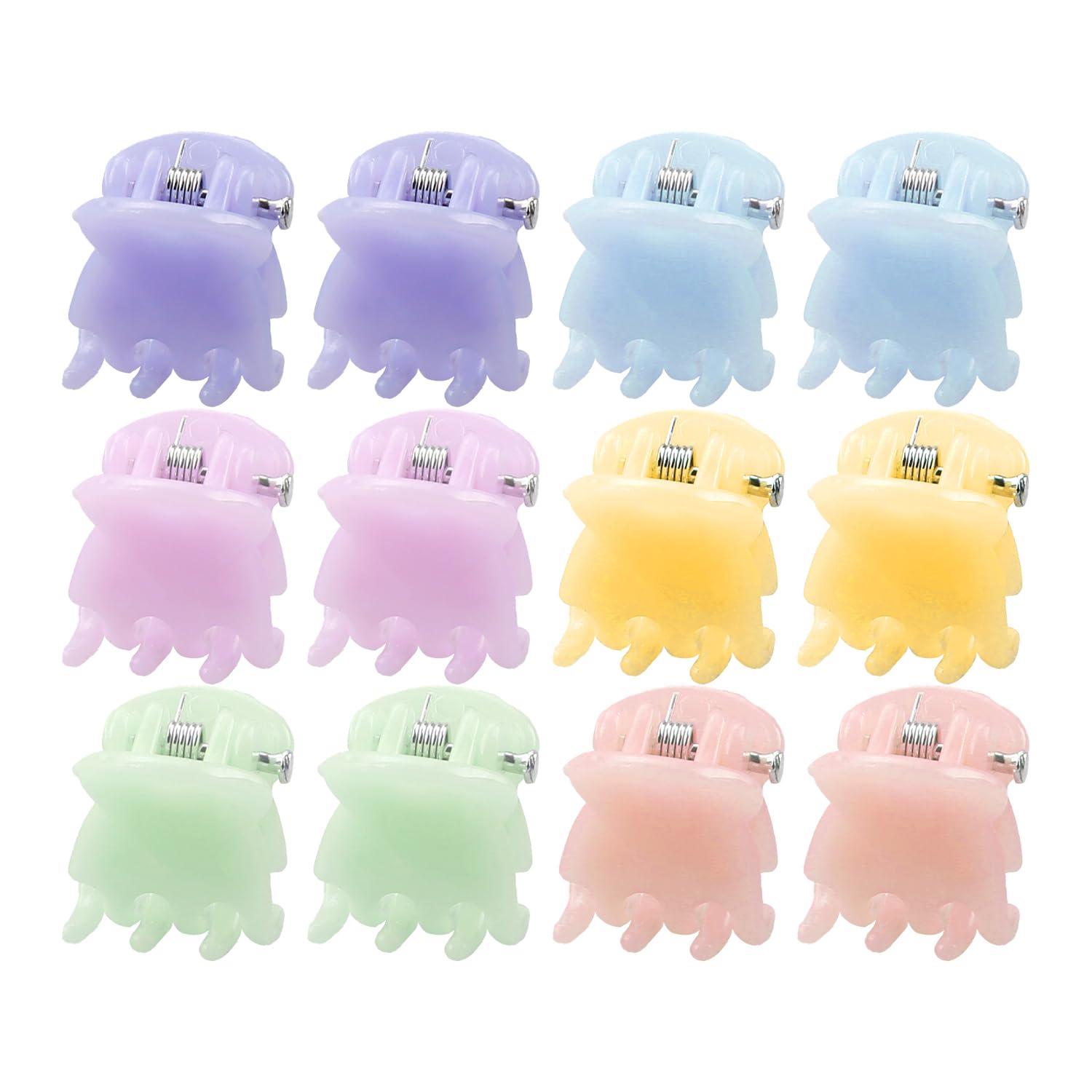 Luckious 12-Piece Hair Claw Clips - Mini Plastic Jaw Clips for Girls and Women, Coffee or Jelly Colors, Small Hair Accessories