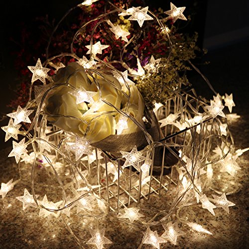 Star Lights Samyoung 17Ft 50 LED USB Decoration Fairy with Remote Control Lights Festoon Party Lighting Warm White for Patio Christmas Bedroom Garden Gate Yard Parties Wedding