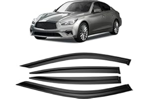 Kinwrdsn Tape-on Sun/Rain Guard Side Window Visor Deflectors Rain Guards for Infiniti Q50 2014-2020，Window deflectors