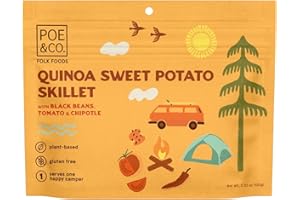 POE & CO. POE & CO FOLK FOODS Handcrafted Gourmet Vegan Meals for Every Adventure | Freeze Dried Camping & Backpacking Food | Chef-Created | Superfoods | Clean Ingredients | Ready to Eat Meal | Single Serving (Quinoa Sweet Potato Skillet)