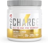 PhD Charge All-In-One Pre Workout with Creatine 300g Sherbert Lemon 20 Servings