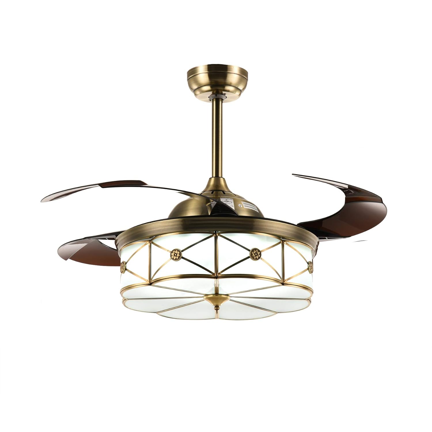 Siljoy 36 Polished Brass Invisible Ceiling Fans With Lights And