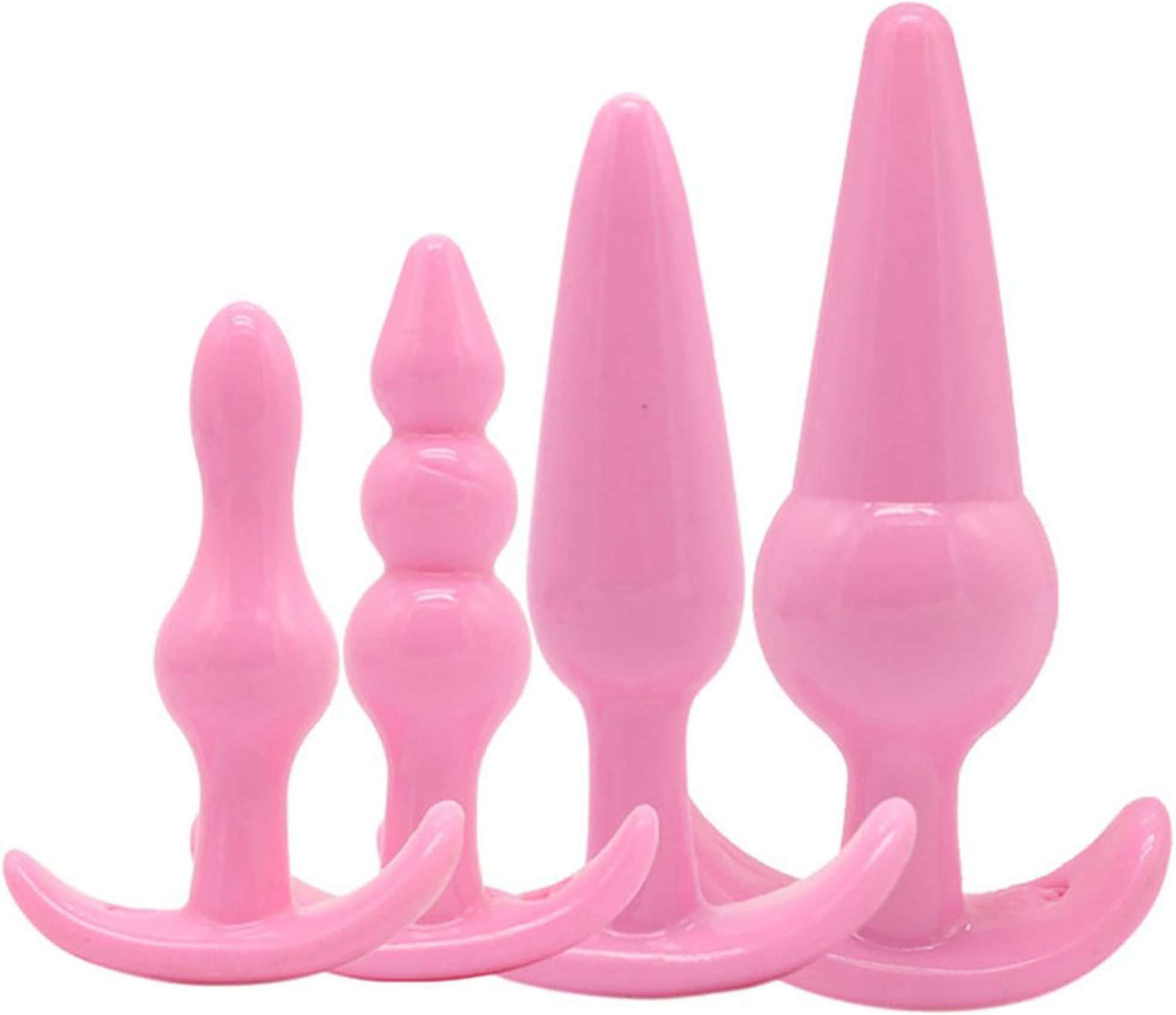 Bu~tt P~lu~g T-bar Base Kit - Training Toys - Erotic Games Role Play - Womens Stimulator - 4 pcs Beginners Anales Set - Best Idea for Gift to Him - Pink