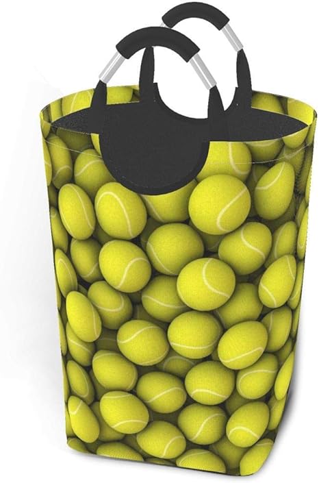 Amazon 黄色いテニスボール ランドリーバスケット 洗濯カゴ かご 洗濯ボックス ランドリーかご 大容量 折りたたみ 取っ手付き 防水 収納バッグ おもちゃ収納 旅行 クロークルーム ベッドルーム リビング かご バスケット オンライン通販