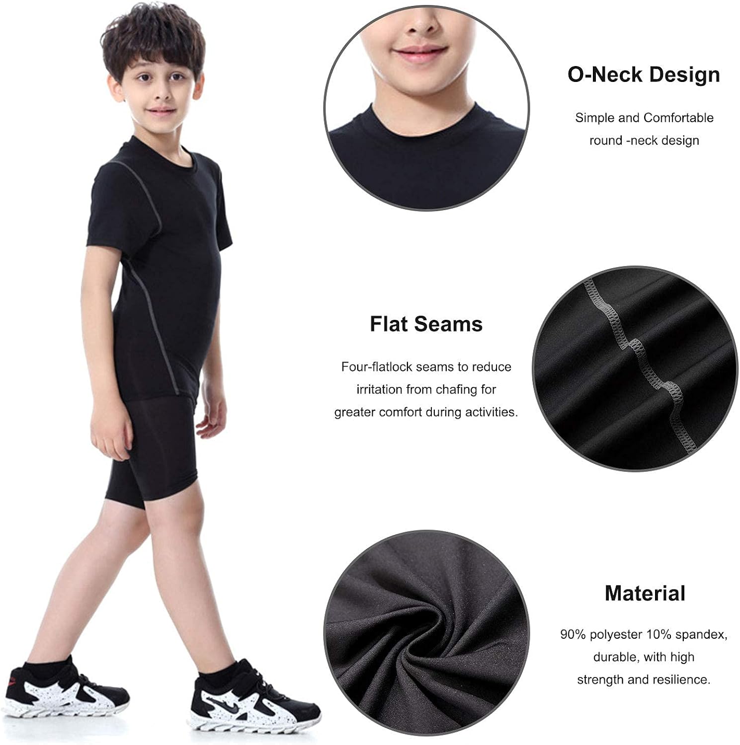 LANBAOSI Kids Boy's Compression Shirts Child's Quick Dry Sports Undershirts Short Sleeve Base Layer Tee Tops: Clothing