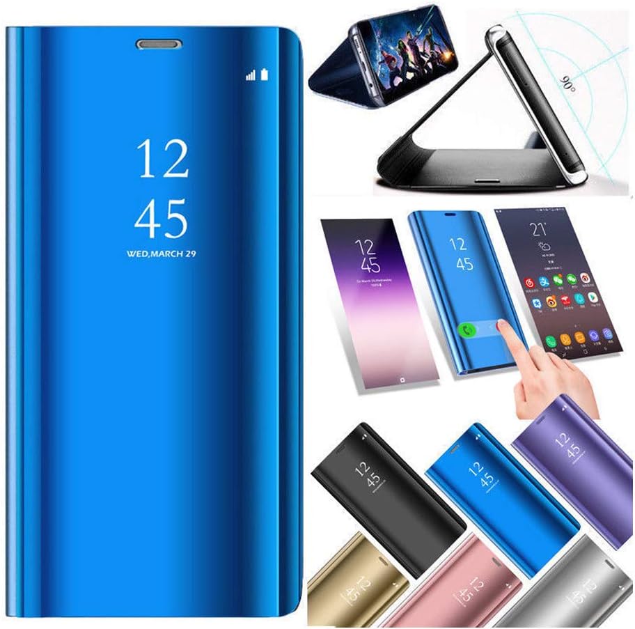 Vanqiang Mirror Smart Case Compatible with Huawei P Smart P20 Lite P30 Pro P10 Nova 3 3i 4 Honor 10 Lite 8x 8 9 Lite V20 Play Mate 20 10 Cover (Blue Purple, Compatible with Huawei P30 Lite)