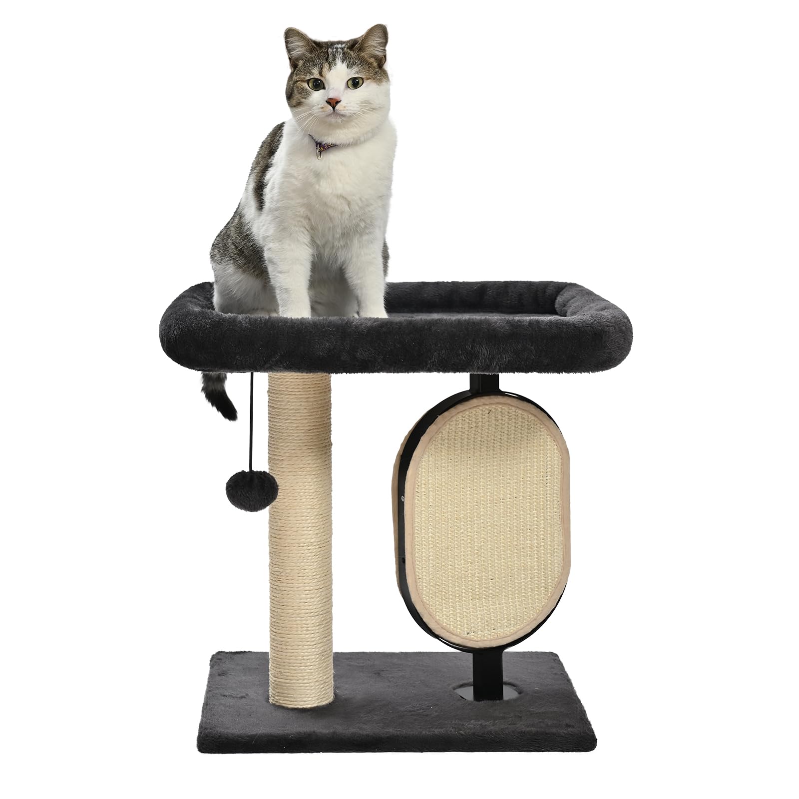Amazon Basics Single-Platform Cat Tree with Scratching Post and Pad for Indoor Cats, 15.7 x 11.8 x 18.5'', Gray Image