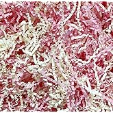 Shunzar Crinkle Cut Paper Filler for Gift Baskets, Shredded Paper for Spring Gifts, Women’s Day, Easter & Seasonal Packaging, Premium Decorative Basket Filler (Pink/Half White, 2 lb)