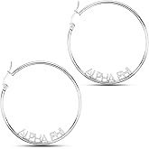 Sorority Shop Alpha Phi- Hoop Silver-Plated Dainty Earrings for Women -Alpha Phi Jewelry with Ideal 2" Diameter Hoops - Alpha Phi Gifts