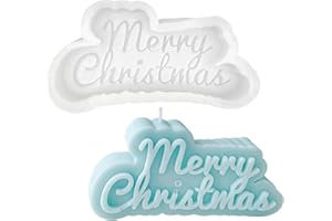 PEVOGON Christmas Candle Mold for Candle Making, 3D Silicone Mold for Resin Casting DIY Plaster Polymer Clay Home Decoration (Merry Christmas)