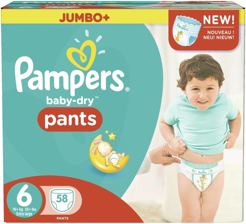 Pampers Baby-Dry Tamaño De Los Pantalones De La Caja 6 Jumbo 58 Pañales: Amazon.es: Bebé