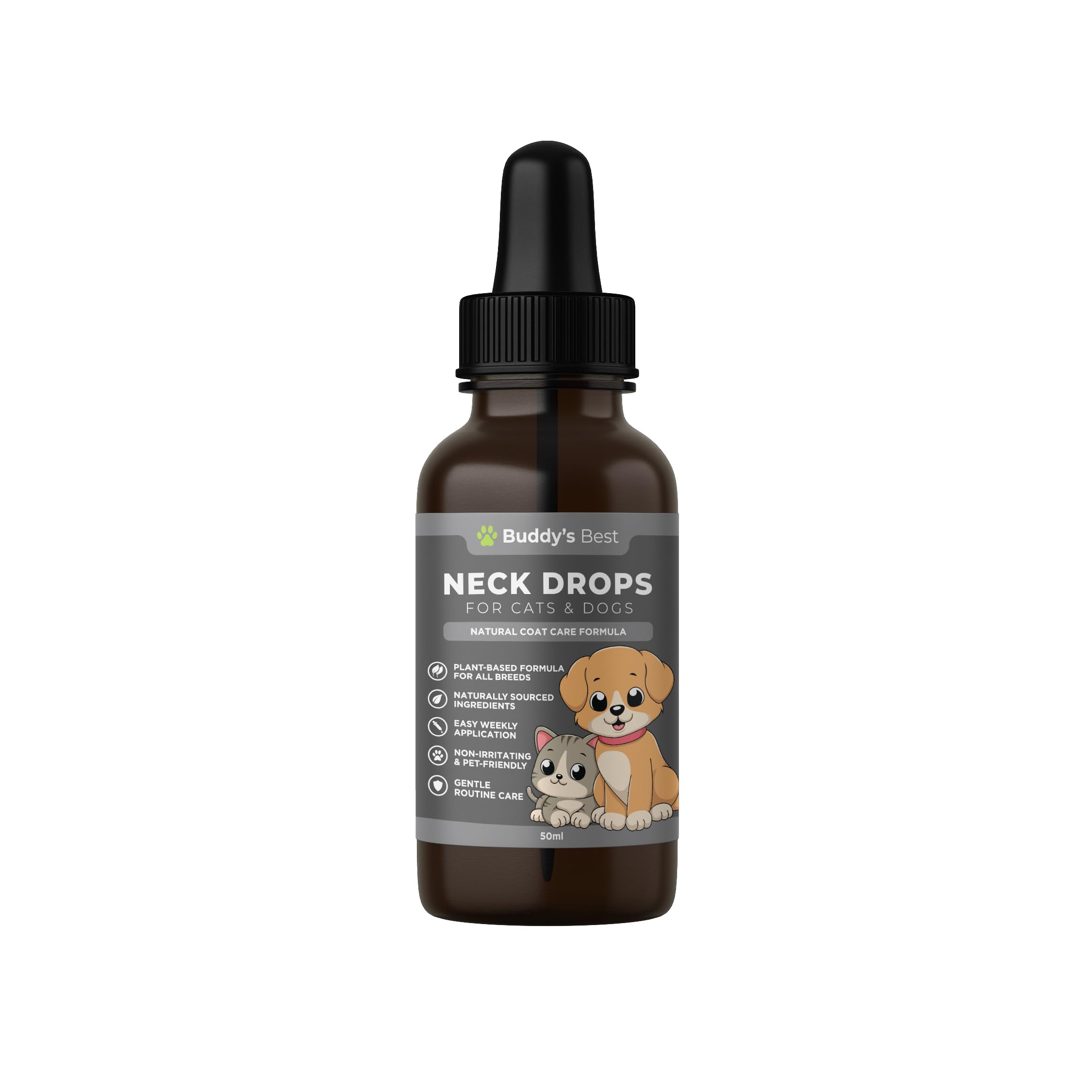 Wormwood Neck Drops for Cats & Dogs – Natural Coat Care Formula | Digestive Intestinal Support Supplement Drops | Plant-Based Topical Solution | Easy Application | Suitable for All Breeds – 50ml
