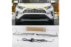 ECAHAYAKU DRL Fog Lamp For 2019-2023 TOYOTA RAV4 LED Grille Turn Signal Yellow Bonnet Lamp Engine Cover Lights Car LED Daytime Running Lights Yellow Hood LED Daylight Accessories