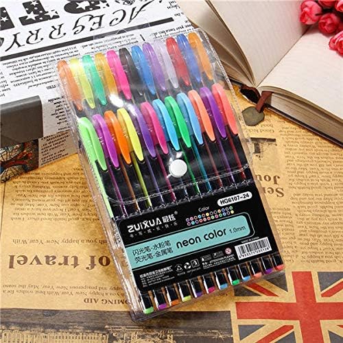 Epique Set of 24 Neon Gel Color Scented Pens It has 12 Florescence Colors, 12 Glitter Colors