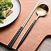 Autohome 2 Spoons and 2 Pairs Chopsticks Saintless Steel Dinner Flatware - Black&Golden