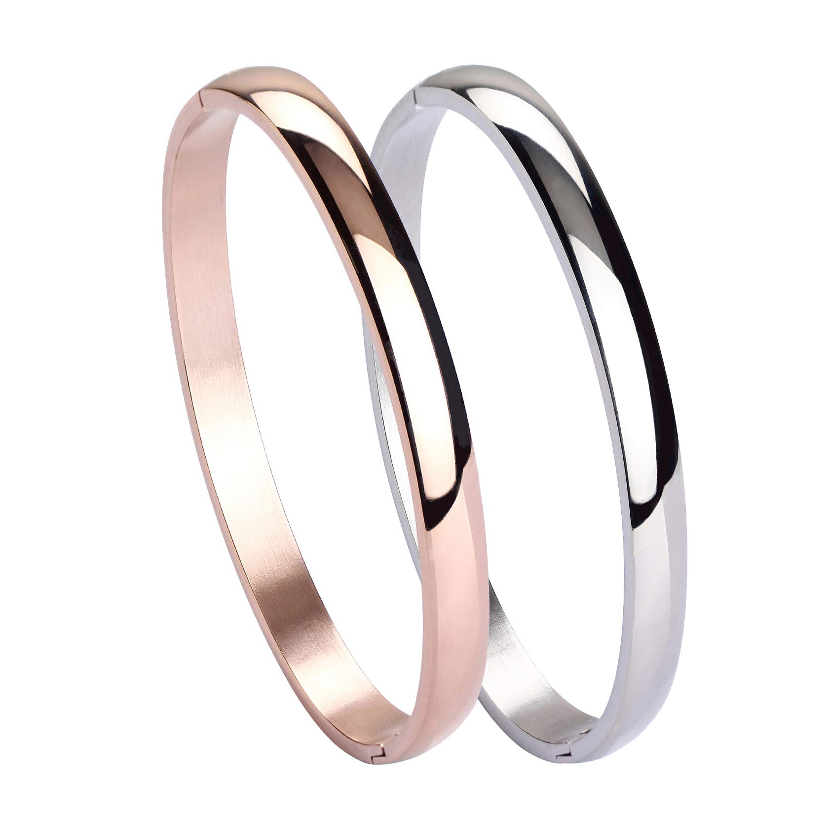 MILAKOO Womens Mens Stainless Steel Brecelet Plain Polished Finish Oval Bangle 6mm Wide