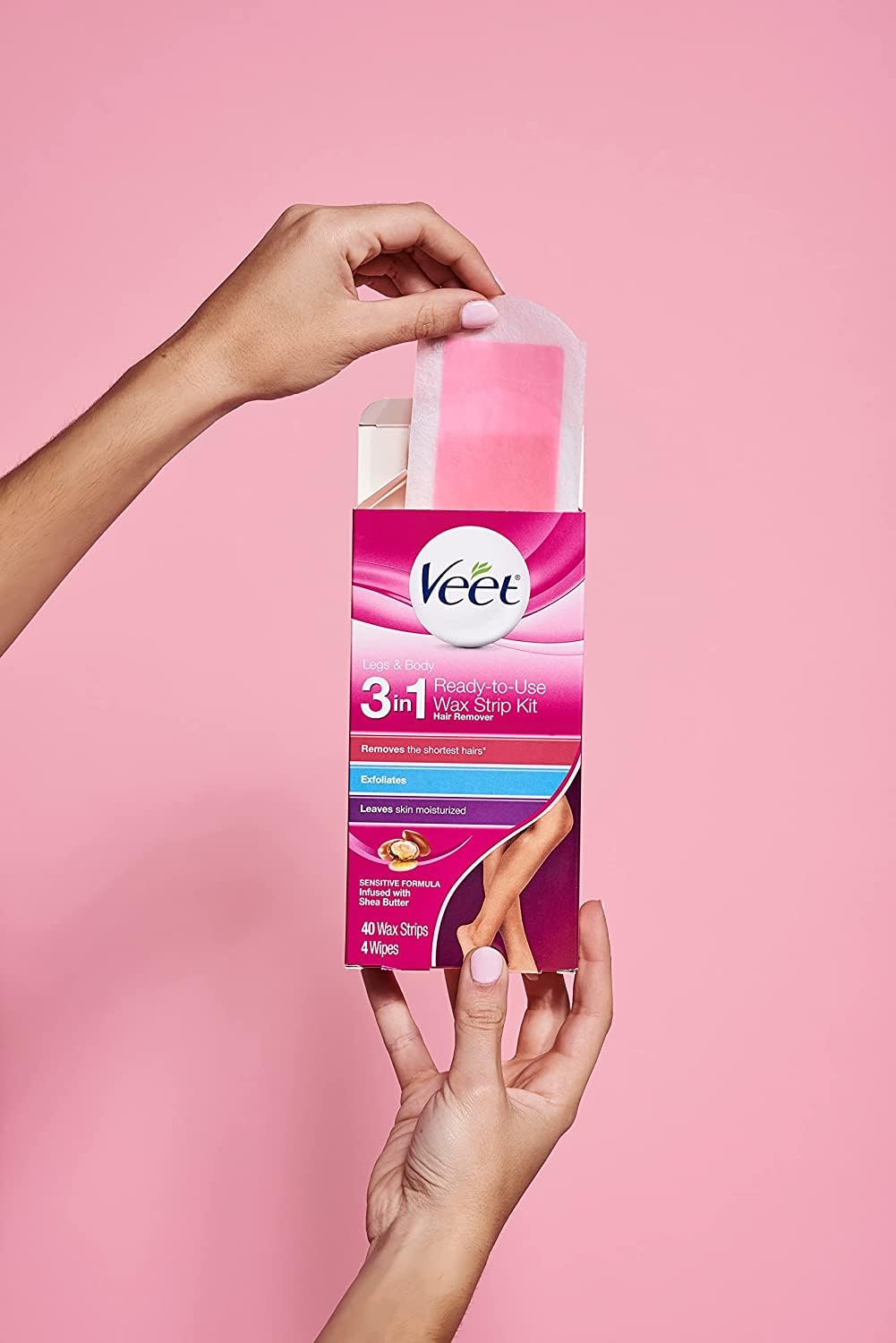Veet Leg and Body Hair Remover Cold Wax Strips, 40 ct (Pack of 2)