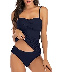 Shuangyu Women Bandeau Tankini Swimsuit Front Twist