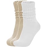 Turnozyl Slouch Socks Cream Scrunch Womens Sweater Cotton Crew Retro Boot Calf Sock