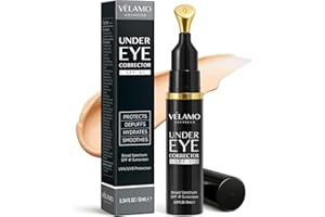 VELAMO ADVANCED Luminous Eye Corrector SPF 41: Under Eye Color Corrector for Dark Circles, Fine Lines & Puffiness - Hydrating Anti Aging Eye Cream with Ceramides Complex - Medium, 0.34 FL OZ/10mL