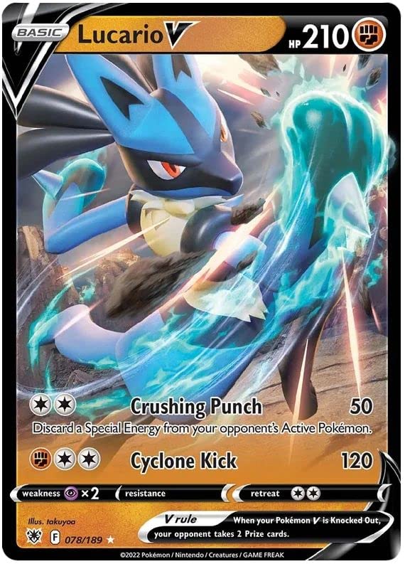 Lucario V 078/189 Ultra Rare Pokemon Card (SWSH Astral Radiance) + 1x TitanCards® Toploader