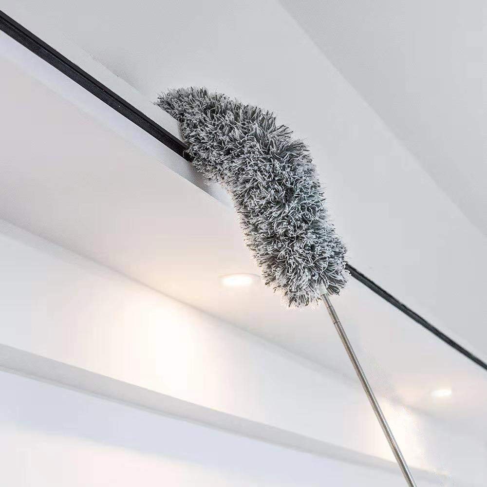 Microfiber Duster for Cleaning with Extension Pole Reaches 110",BESTRY-US Flexible and Extendable Duster for Cleaning Ceiling Fan/Furniture/Keyboard/Cobweb