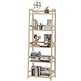 Bookshelf 5 Tiers, Bamboo Bookcase Book Shelf