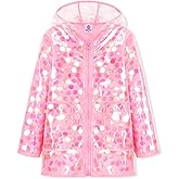 WELAKEN Girls Sequin Raincoat Waterproof Reusable Hooded Outwear Rain Jacket with Lining