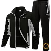 BGOWATU Men's Fleece Lined Tracksuits Set Running Jacket Sweatsuit Sport Pant Jogging Outfits with Zipper Pockets