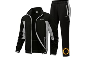 BGOWATU Men's Fleece Lined Tracksuits Set Running Jacket Sweatsuit Sport Pant Jogging Outfits with Zipper Pockets