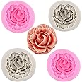 RFGHAC 3D Flower Bloom Cake Decorating Silicone Molds Rose Fondant Mold For Cake Decoration Cupcake Topper Candy Chocolate Gum Paste Polymer Clay Set Of 4