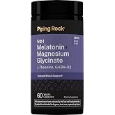 Piping Rock Melatonin with Magnesium | 60 Capsules | Relaxed Mood Support | Complex with L-Theanine, GABA, &amp; D2 | Non-GMO, Gluten Free