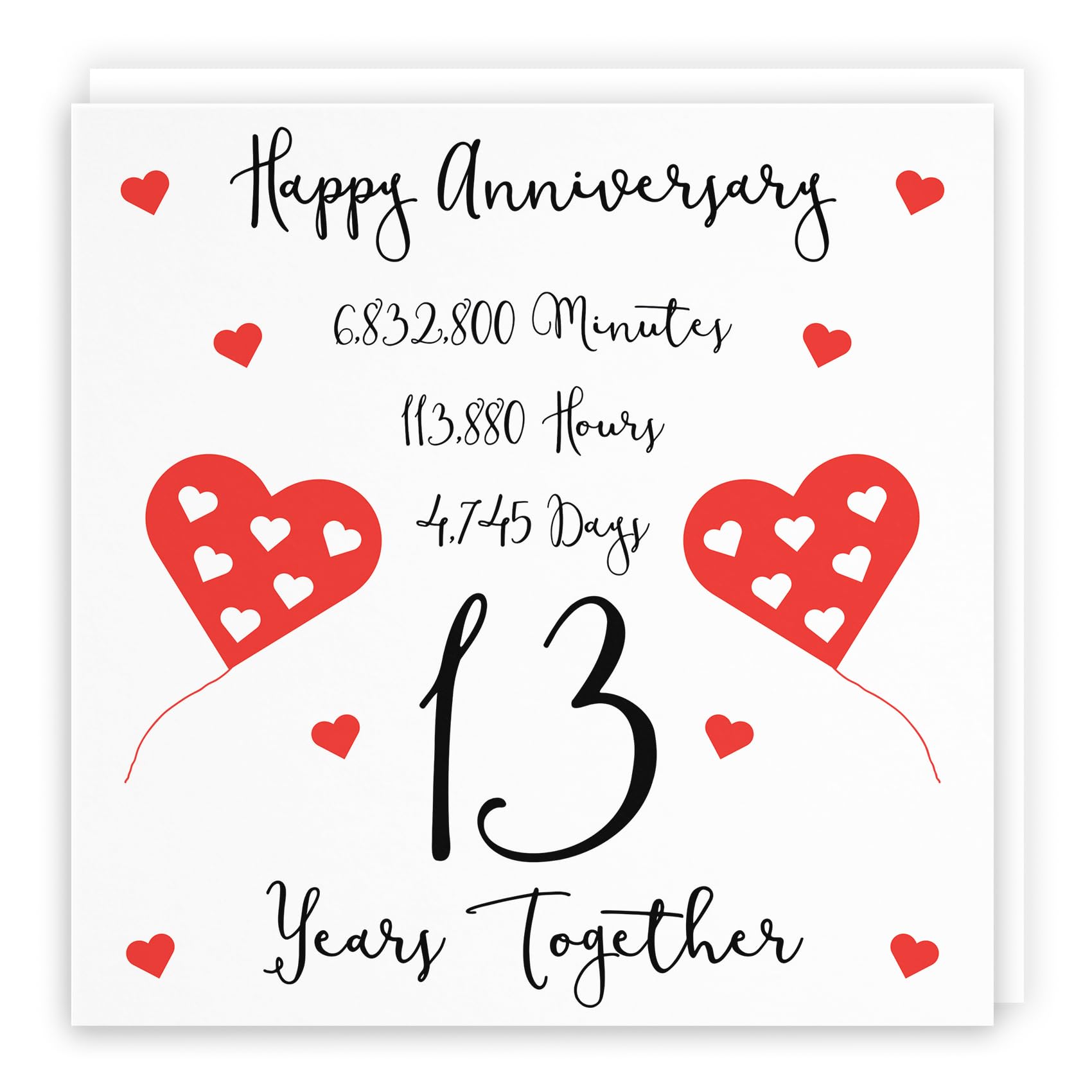 Hunts England - 13th Wedding Anniversary Card - 13 Years Together - Happy Anniversary - Timeless Collection - Fun Cute Card — image 1