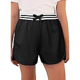blibean Girls Athletic Shorts Striped Casual Outfit Shorts with Pockets 6-15 Years