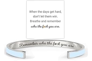 ANGYAPE Remember Who The F You Are Motivational Color Bangle, Stainless Steel Inspirational Cuff Bracelets with Hidden Message Engraved Bracelet Jewelry Gift for Women Sisters Friends