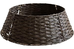 belupai Wicker Christmas Tree Skirts Collar Rings, Artificial Rattan Christmas Tree Skirt Stand Farmhouse Xmas Tree Collar for Artificial Christmas Trees Decoration(Coffee,S)