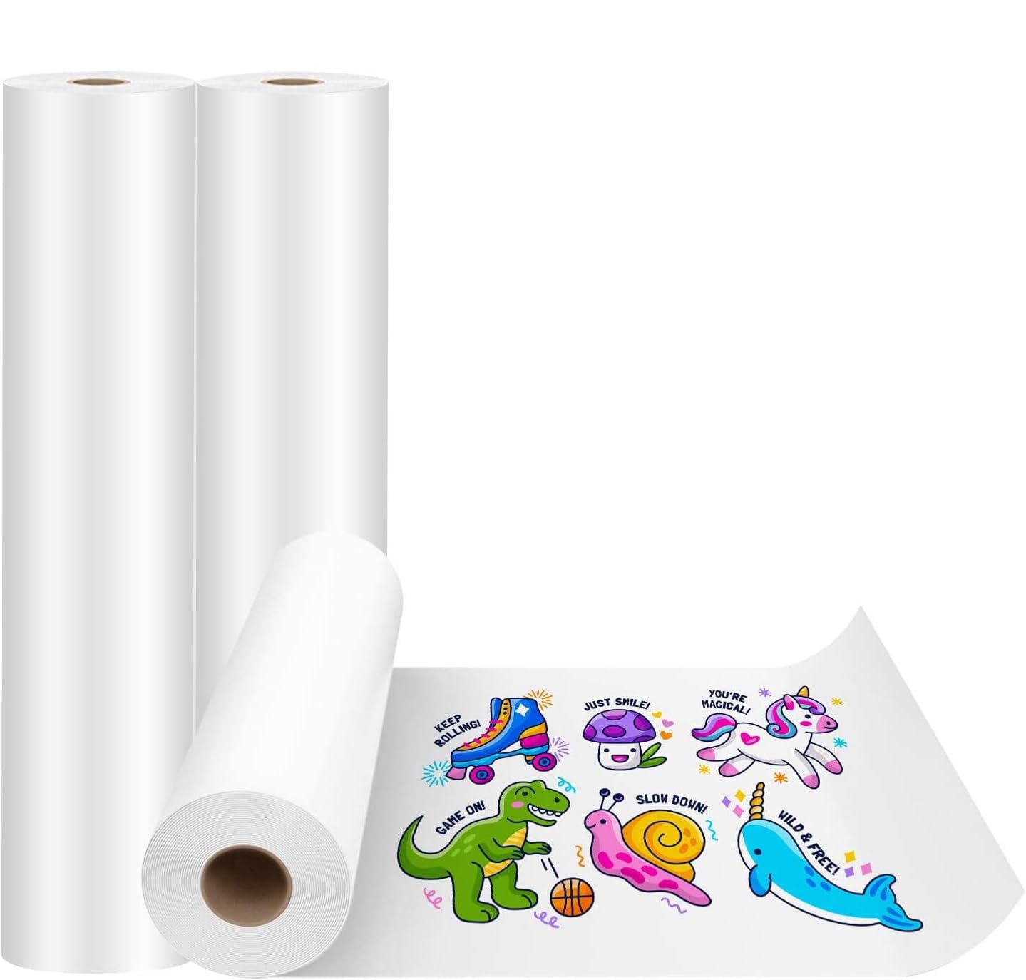 4-Piece White Craft Paper Roll, 17.32 inchesx 32.81 feet（ 44 cm x 10 m）, Ideal for Easel, Bulletin Boards, Wall Art, Gift Wrap Lining Paper for Walls Drawing Paper