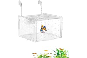 Fish Breeding Box, 15 x 10 x 10 CM Clear Acrylic Aquarium Isolation Hatchery Feeding Boxes, Suspended Fishes Breeder Box with