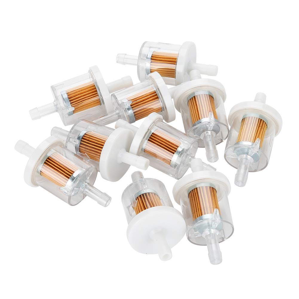 DEWIN Fuel Filter,1/4 inch Plastic Inline Mini Small Engine Fuel Gas Filters for Lawnmower Motorcycle 10 Pcs