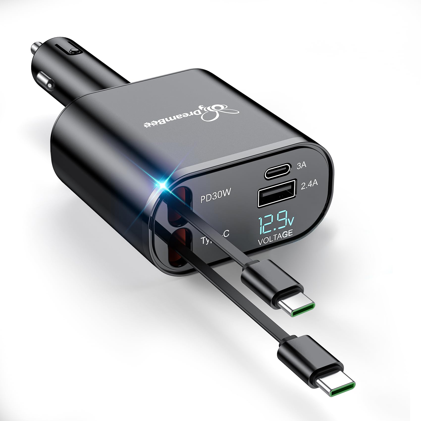 DreamBee Retractable Car Charger,66W Super Fast USB Car Phone Charger,Dual TypeC Retractable Cables Gifts for Men Women Car Truck Accessories for Samsung Galaxy S23+/S23,iPhone 17/16/15/ Pro Max, iPad Image DreamBee Retractable Car Charger,66W Super Fast USB Car Phone Charger,Dual TypeC Retractable Cables Gifts for Men Women Car Truck Accessories for Samsung Galaxy S23+/S23,iPhone 17/16/15/ Pro Max, iPad Image