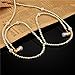 Fashionable Jewelry Pearl Necklace Earphones with Mic Beads 3.5mm in-Ear Wired Headphone Headphone Connect to iPod, iPhone, Droid, BlackBerry, Mp3 Player and All 3.5mm Audio Devices (Gold)